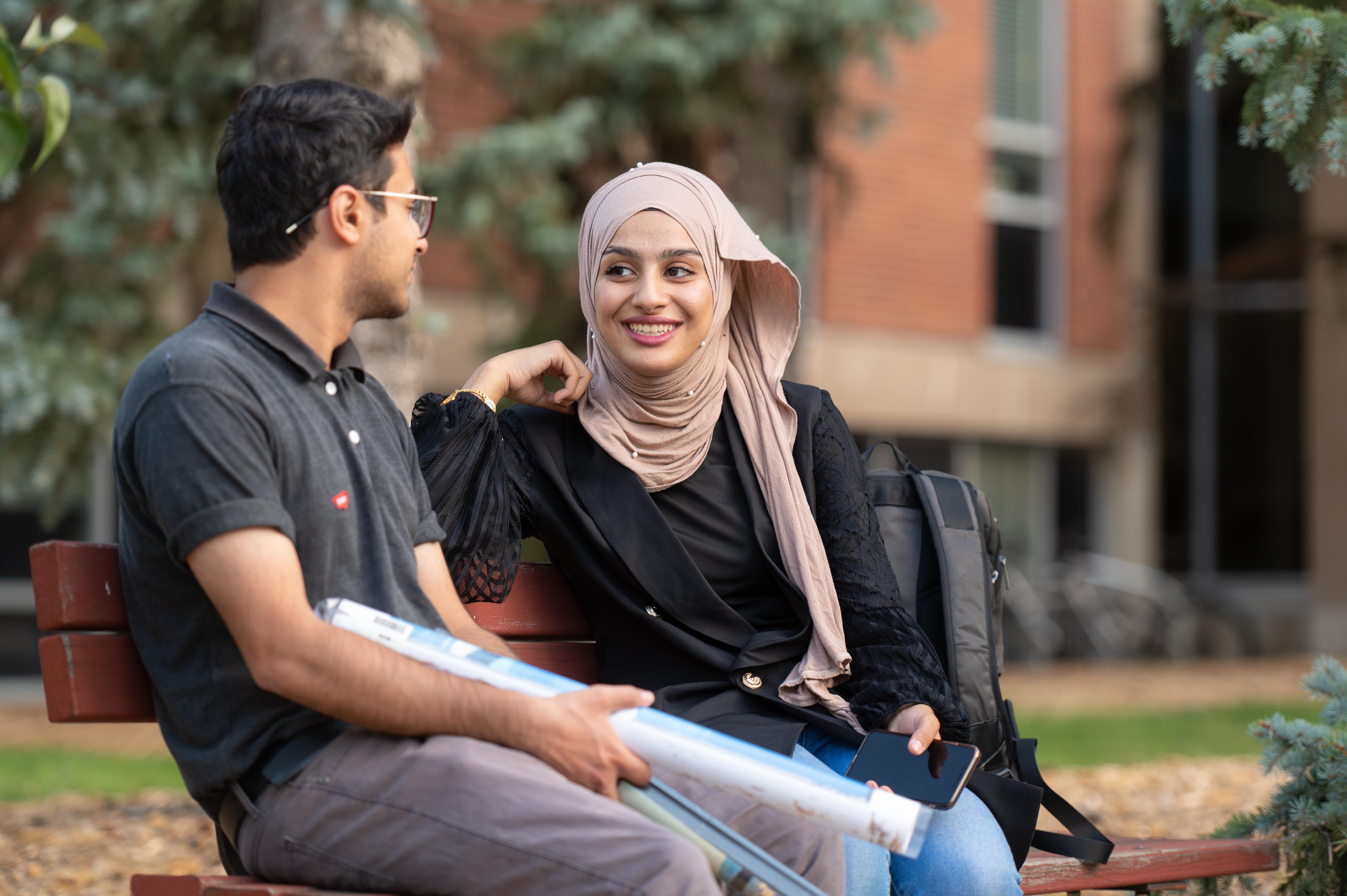 Students talking on campus